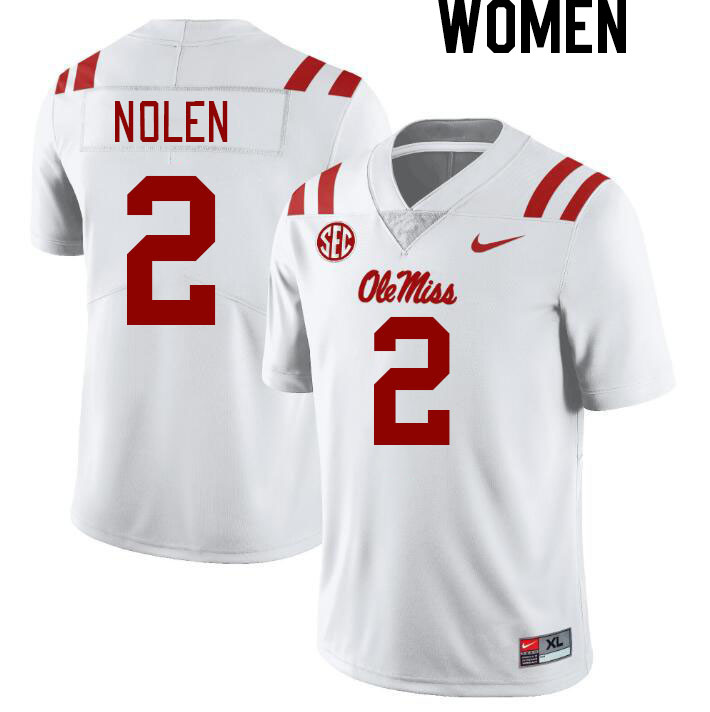 Women #2 Walter Nolen Ole Miss Rebels College Football Jerseys Stitched-White